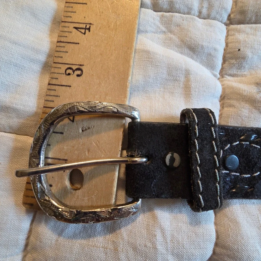 Frontier Series Belt Mens 40 Black Leather Western Hand Laced Made in USA 1305